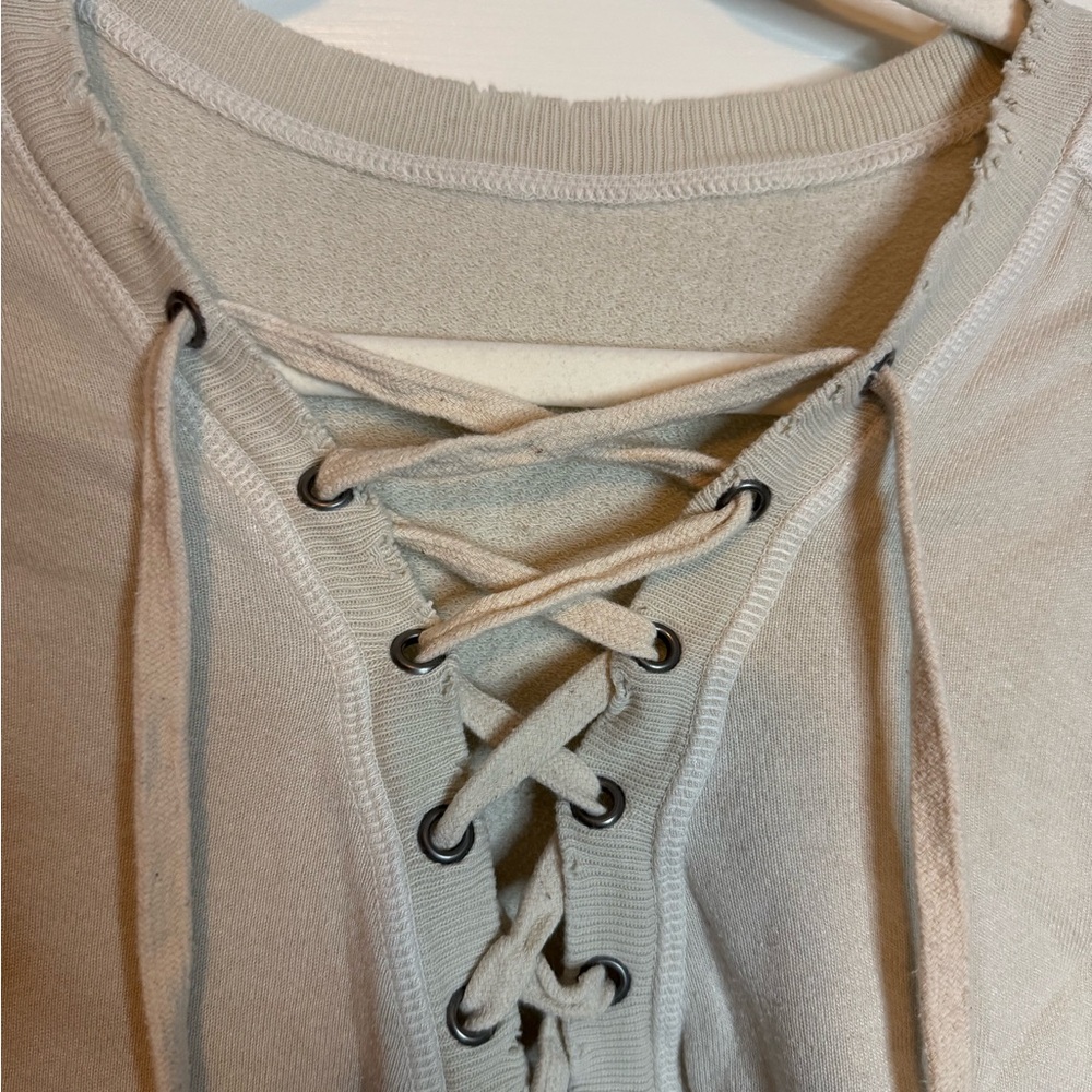 n:PHILANTHROPY Lace-Up Beige Sweater - Picture 6 of 8
